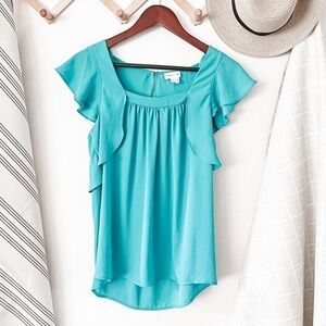 Anthropologie Meadow Rue Blue Ruffled Blouse